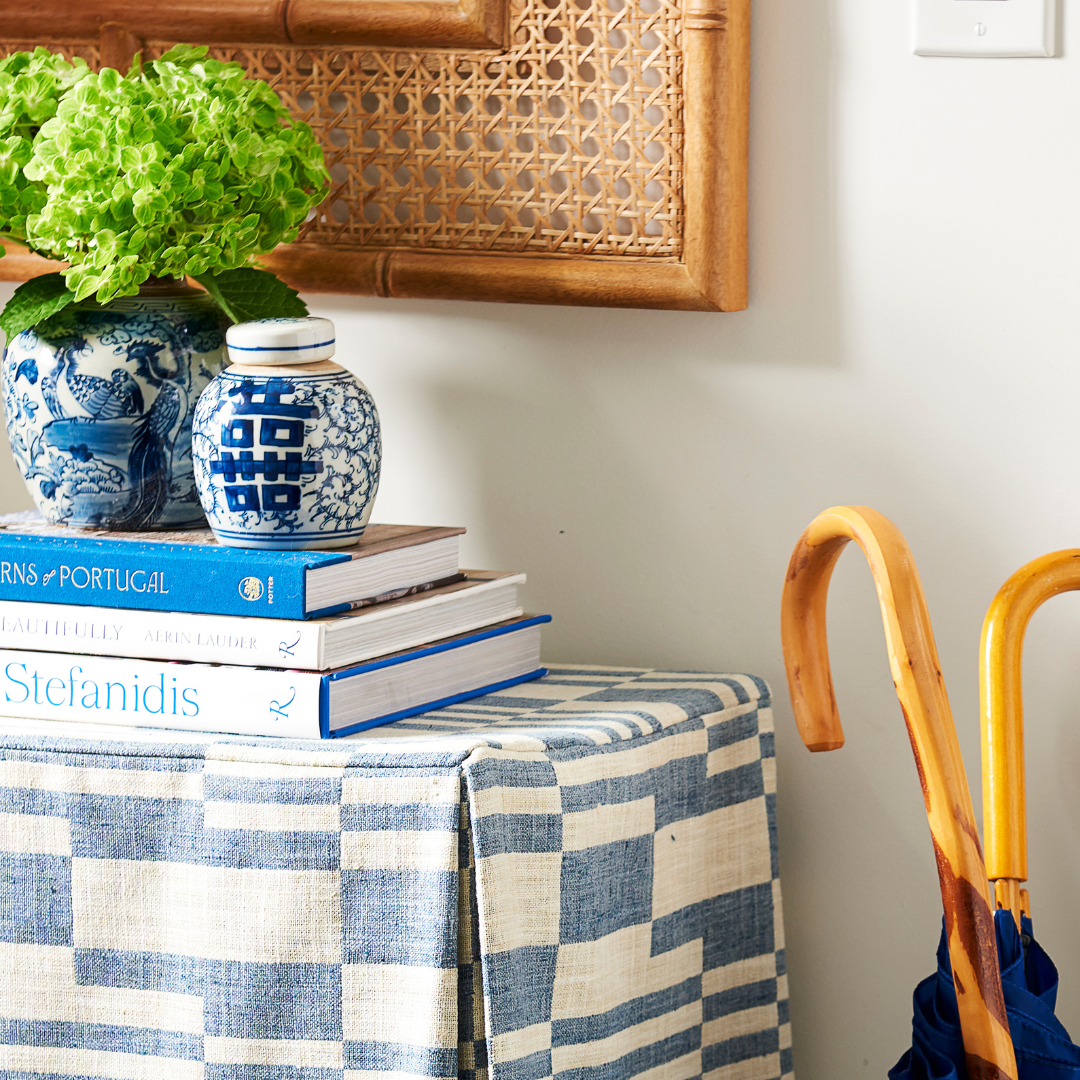 Double Happiness Tiny Jar styled on console table
