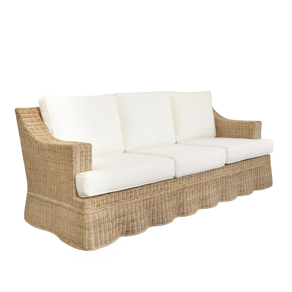 Duchess Woven Rattan Sofa with Scalloped Detail