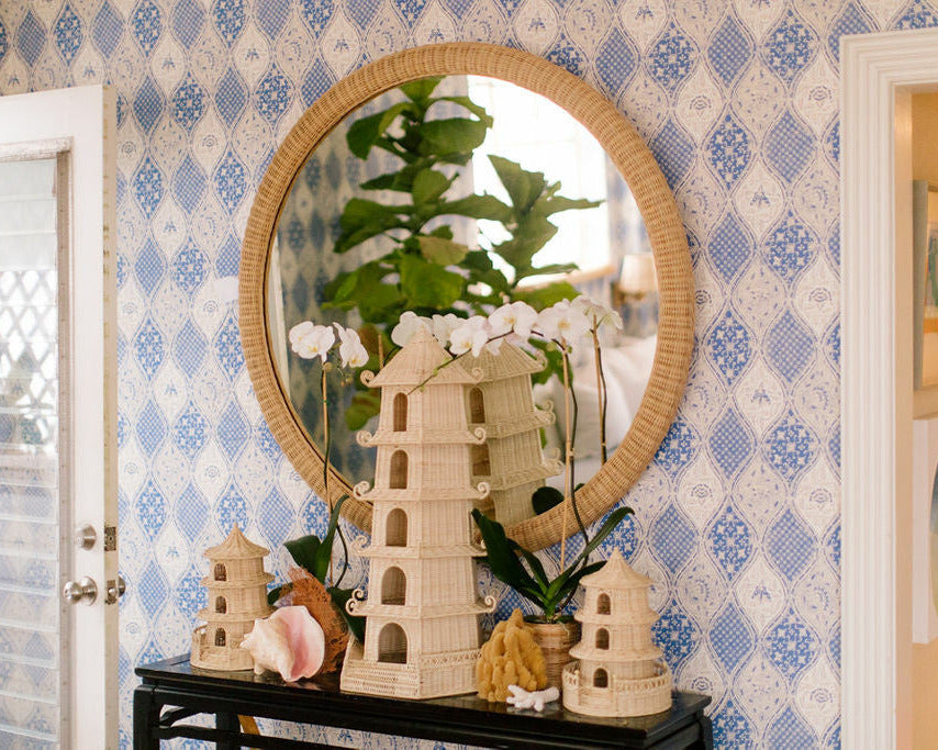 Dunmore Round Wicker Mirror - Amanda Lindroth Interiors