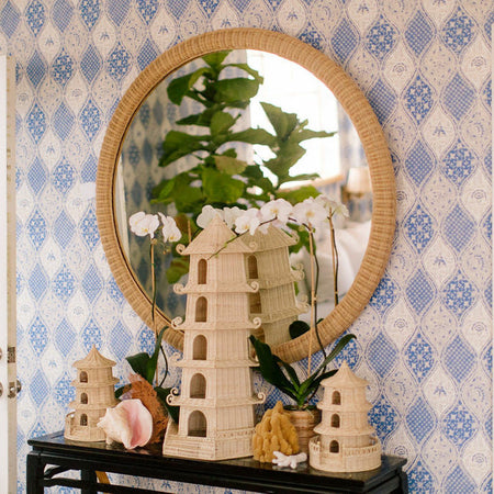 Dunmore Round Wicker Mirror - Amanda Lindroth Interiors