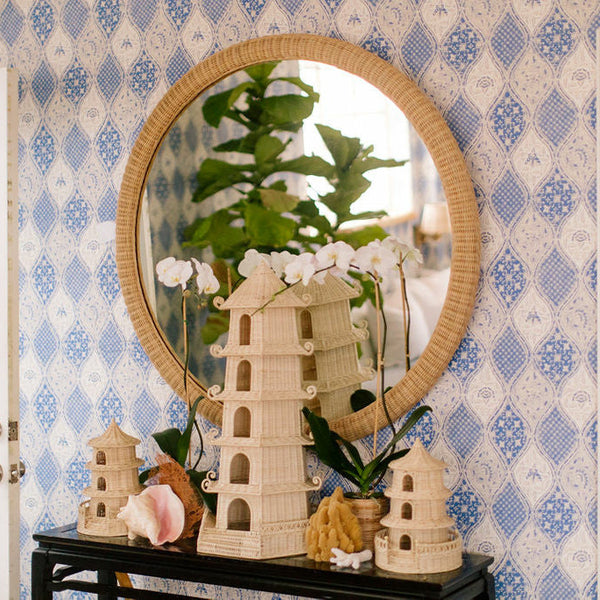 Dunmore Round Wicker Mirror - Amanda Lindroth Interiors