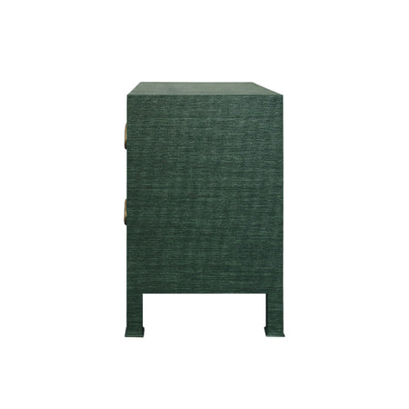 Miles Forest Green Grasscloth Two Drawer Nightstand side view