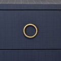 Miles Navy Nightstand - Round Gold hardware closeup