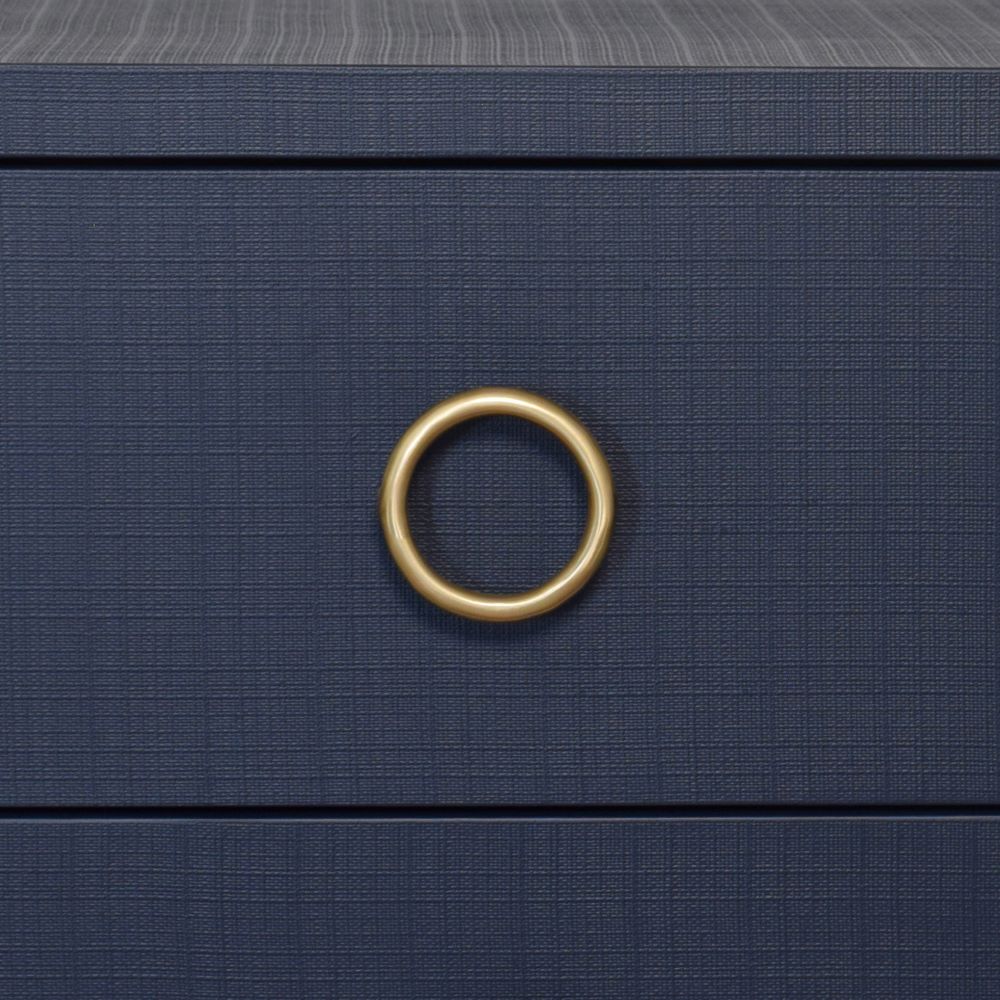 Miles Navy Nightstand - Round Gold hardware closeup