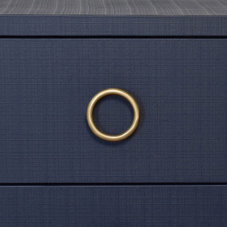 Miles Navy Nightstand - Round Gold hardware closeup
