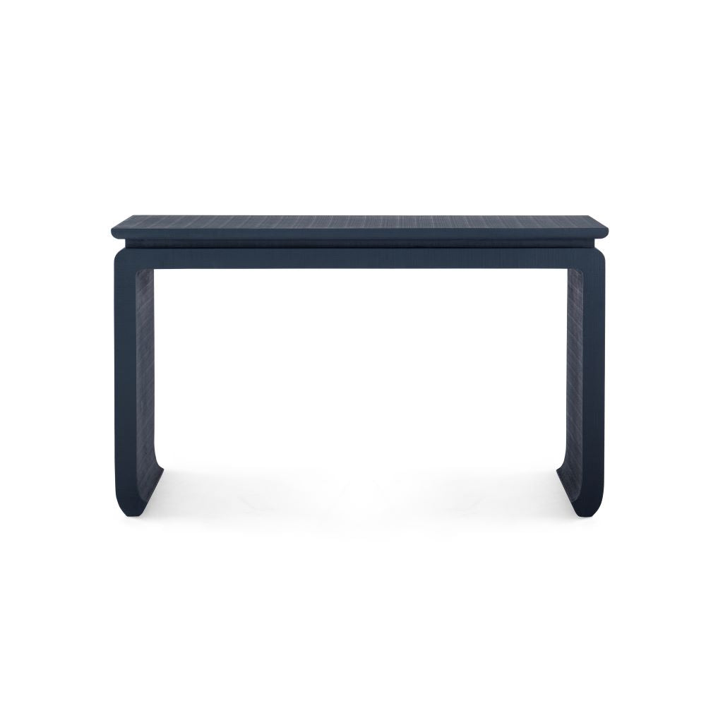Zuri Storm Blue Console - Lacquered Linen Finsih