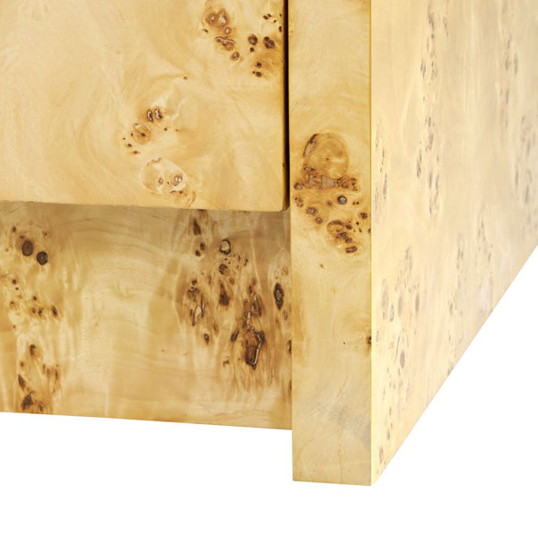 Etienne Burl Wood Dresser inset leg detail
