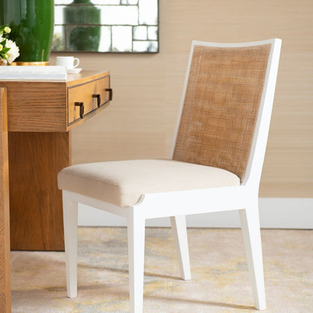 Florian White Chair styled at desk