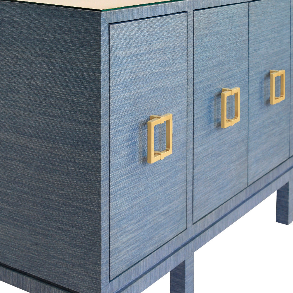 Edmond Blue Grasscloth Buffet Details