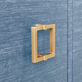 Edmond Blue Grasscloth Buffet Square Brass Hardware