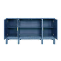 Edmond Blue Grasscloth Buffet with open doors