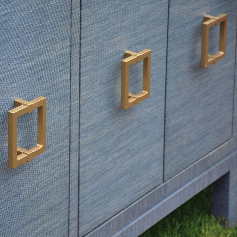 Edmond Blue Grasscloth Buffet styled closeup