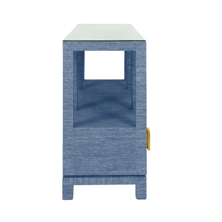 Edmond Blue Grasscloth Console side view