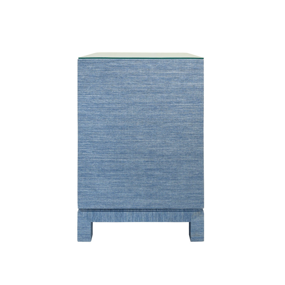 Edmond Blue Grasscloth Side Table back view