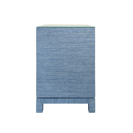 Edmond Blue Grasscloth Side Table back view