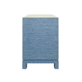  Edmond Blue Two Drawer Grasscloth Nightstand side view