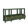 Edmond Forest Grasscloth Console with open drawers