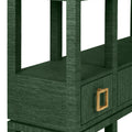 Edmond Forest Green Grasscloth Console corner closeup