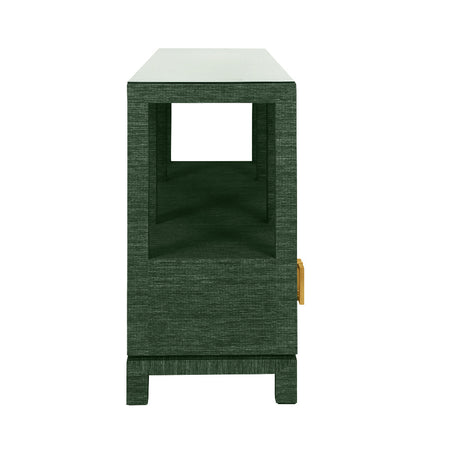 Edmond Forest Green Grasscloth Console side view