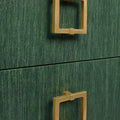 Green textured drawers with gold square handles
