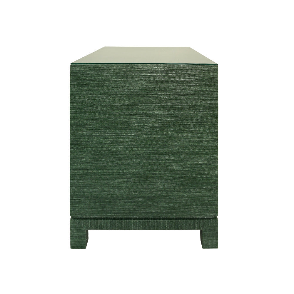 Edmond Forest Green Grasscloth Nightstand side view