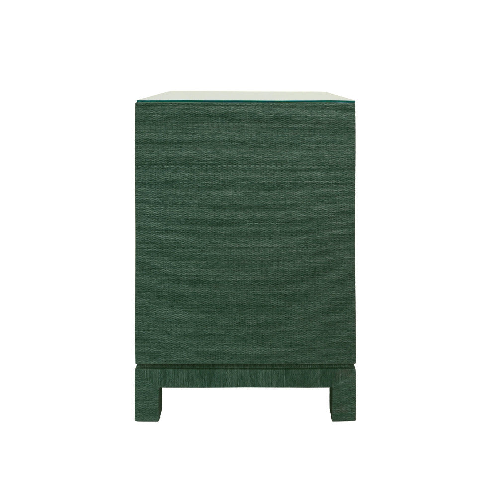 Edmond Forest Green Grasscloth Side Table back view
