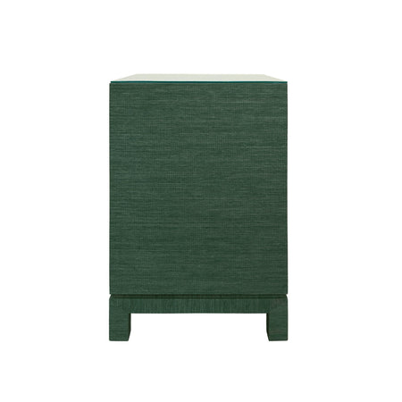 Edmond Forest Green Grasscloth Side Table back view