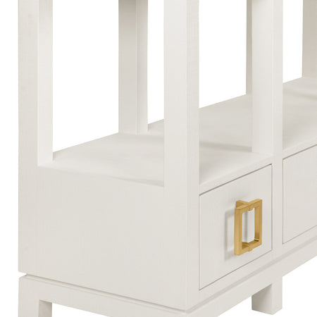 Edmond White Lacquered Linen Console Table