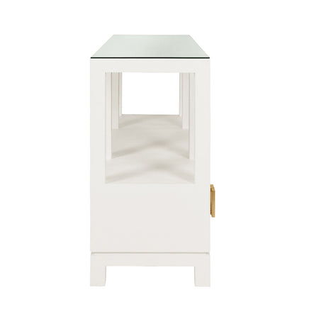 Edmond White Lacquered Linen Console end view