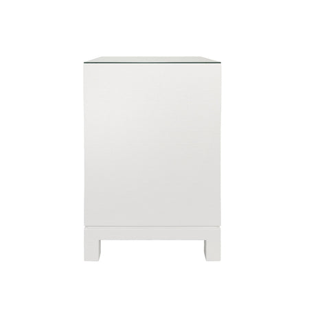 Edmond White Lacquered Linen Side Table - side view
