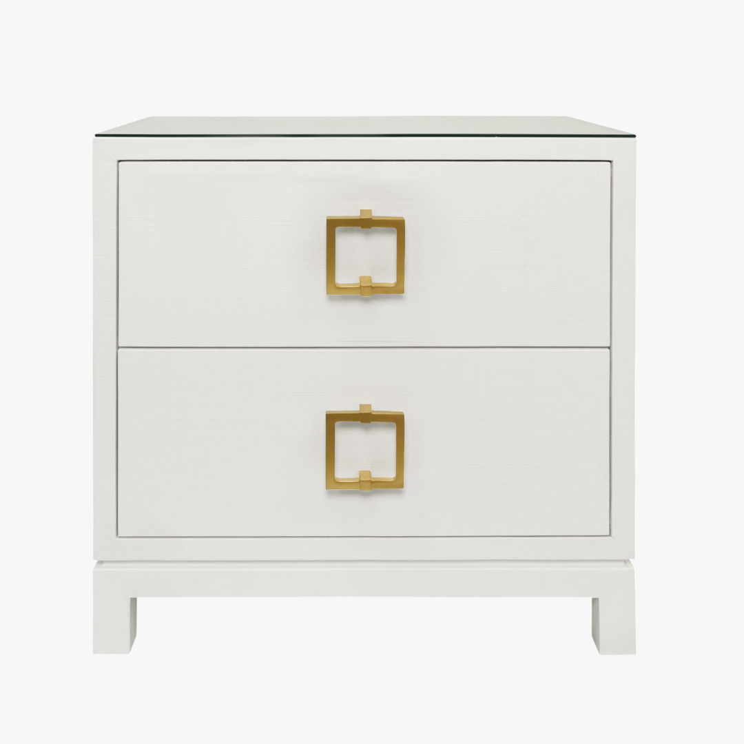 Edmond White Linen Nightstand by Dear Keaton