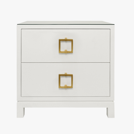 Edmond White Linen Two Drawer Nightstand