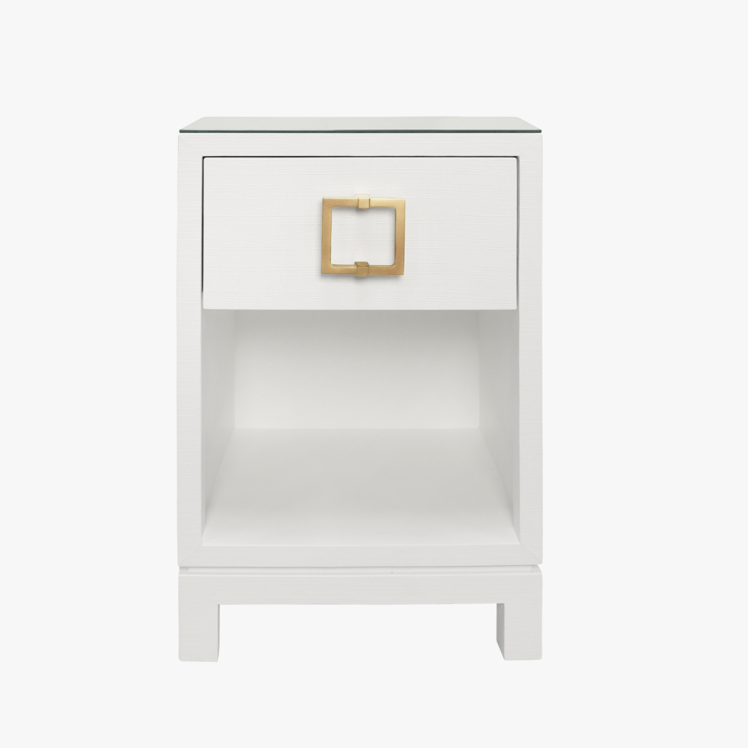 Edmond White Linen Side Table by Dear Keaton