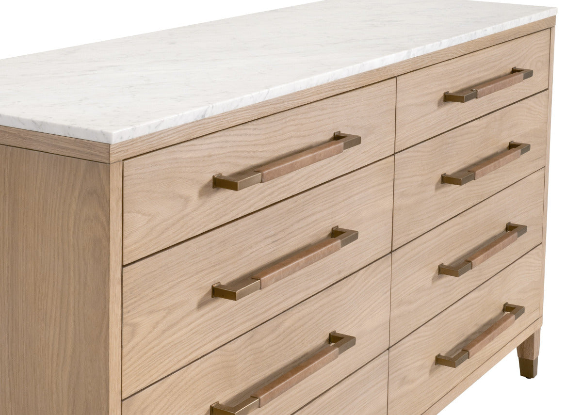 Edward Natural Oak Dresser - leather wrapped linear pulls