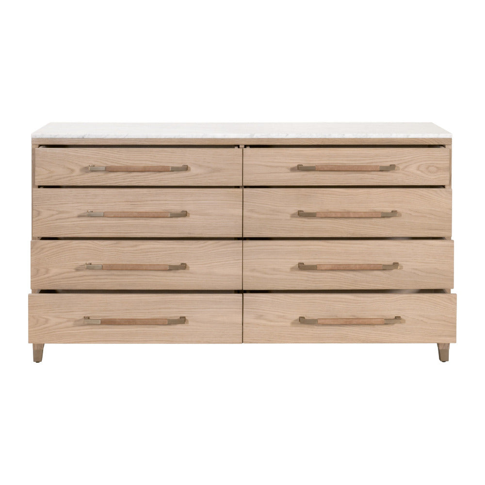 Edward Natural Oak Dresser - white marble top