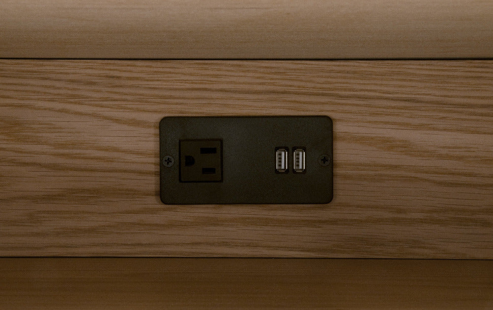 Edward Natural Oak Nightstand - integrated power source