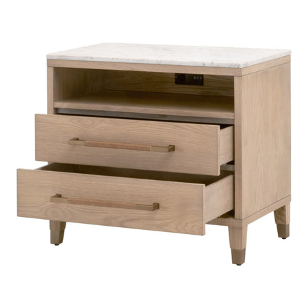 Edward Natural Oak Nightstand - open drawers