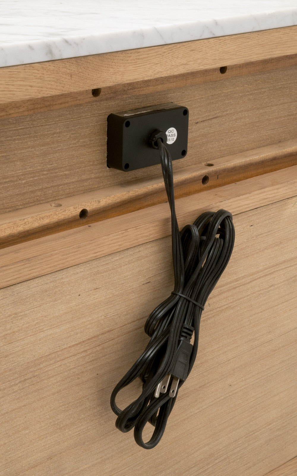 Edward Natural Oak Nightstand - power cord on back