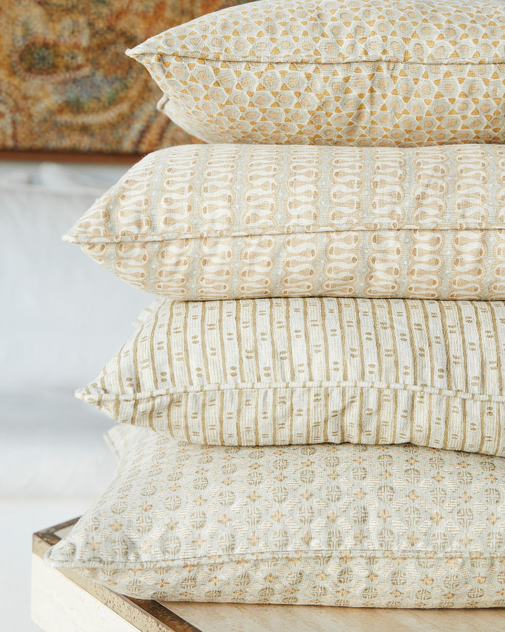 Elm Block Print Pillow Stack - Walter G Block Prints
