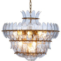 Eloise Blue Glass Chandelier illuminated