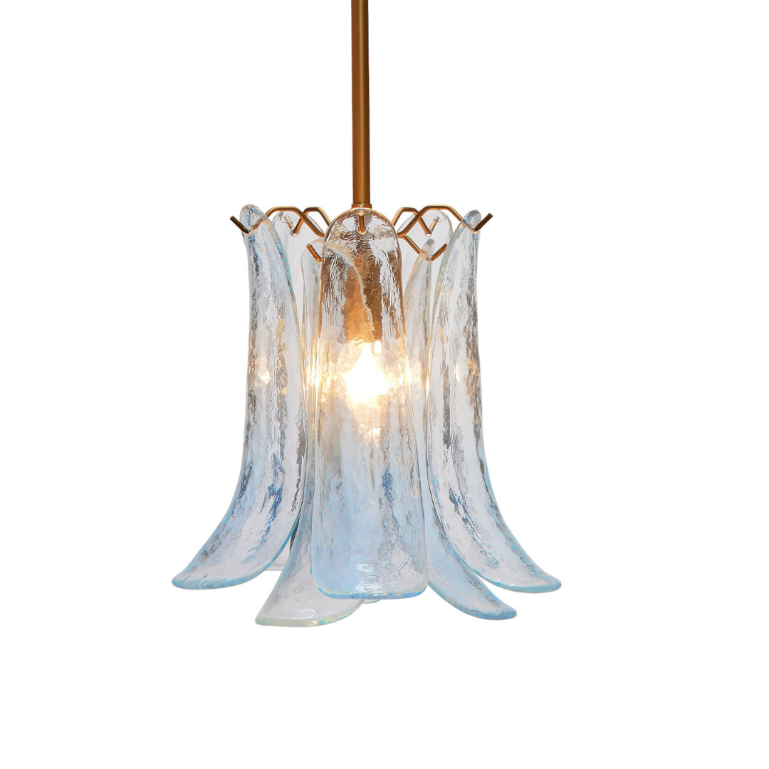 Eloise Blue Glass Pendant illuminated