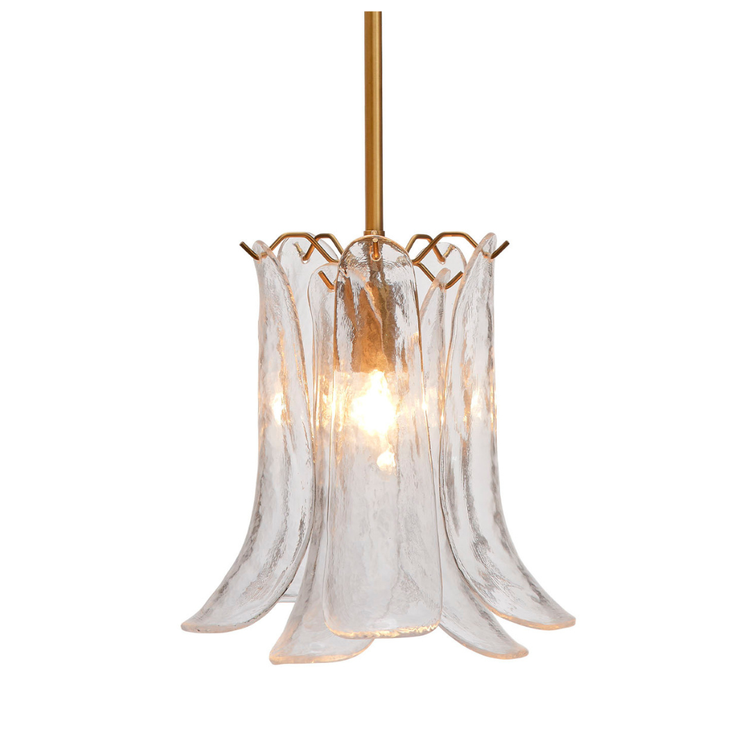 Eloise Clear Glass Pendant illuminated