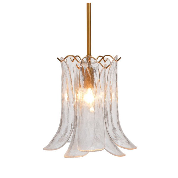Eloise Clear Glass Pendant illuminated