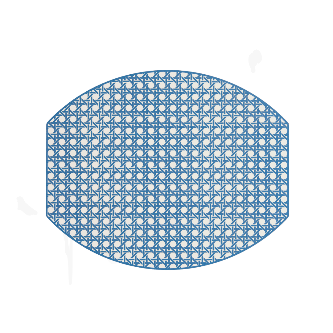 Emma Navy Two Sided Placemat - Cane Side