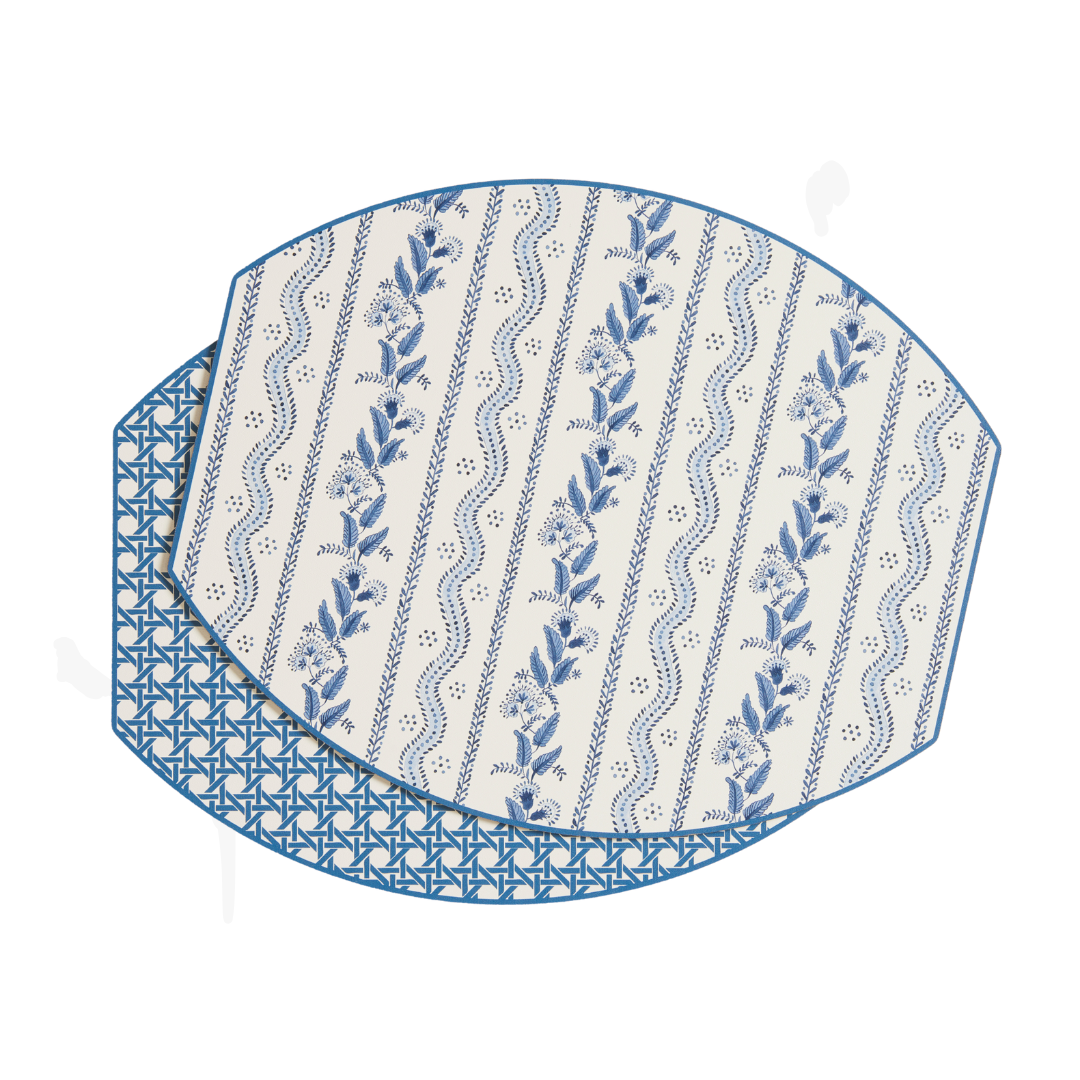 Emma Navy Two Sided Placemat - Reverse Patterns