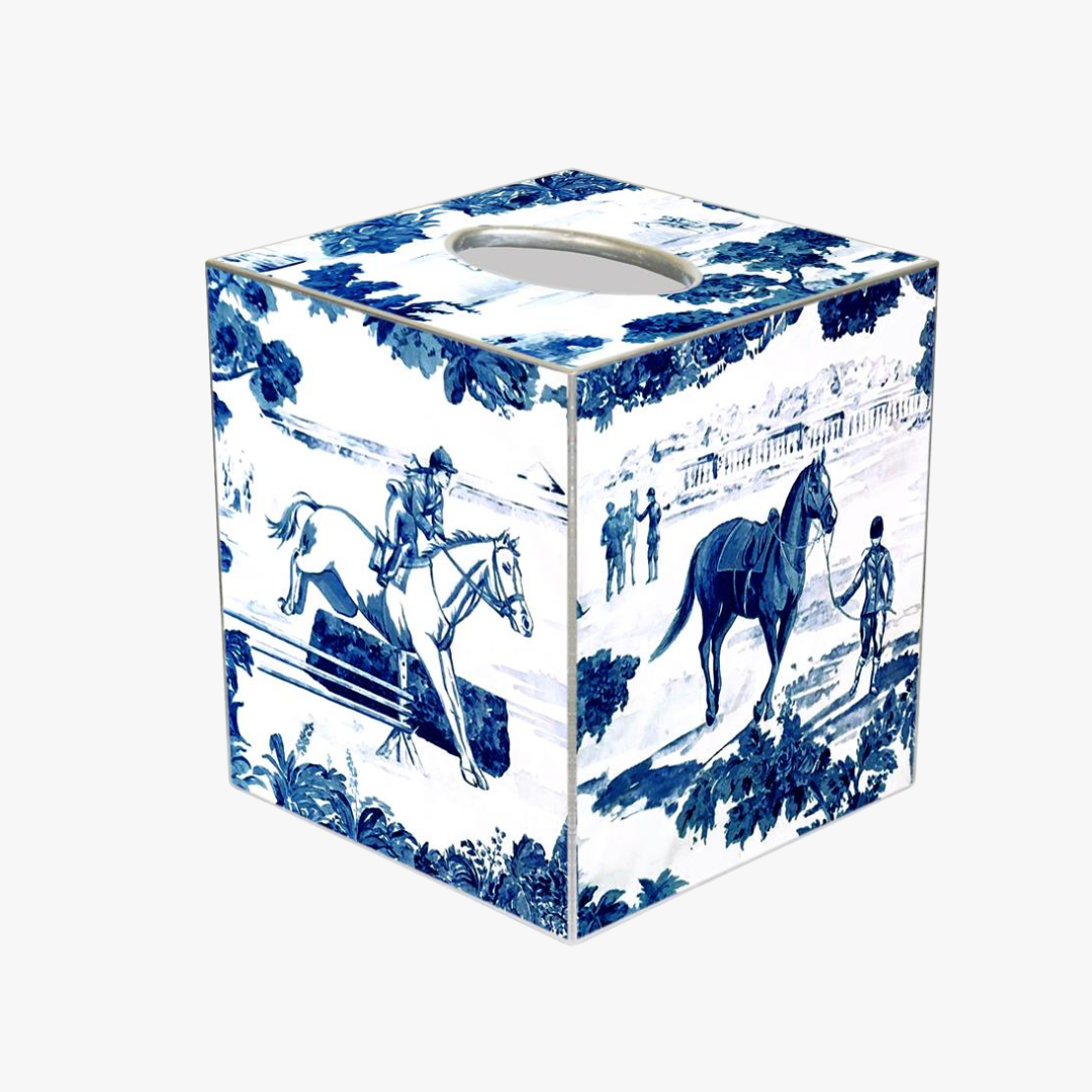 Dear Keaton Equestrian Toile Tissue Box Cover