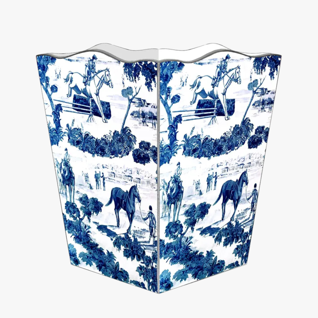Equestrian Toile Wastebasket