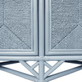 Essa Light Blue Painted Rattan Sideboard - woven rope panel closeup