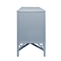 Essa Light Blue Painted Rattan Sideboard Buffet Cabinet side view