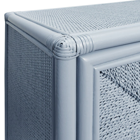 Essa Light Blue Painted Rattan Sideboard corner